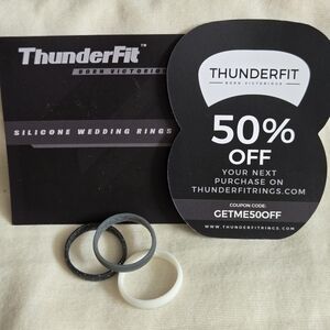 Thunderfit Womens Silicone Wedding Rings - Sparkly Black, Gray, White Size 9